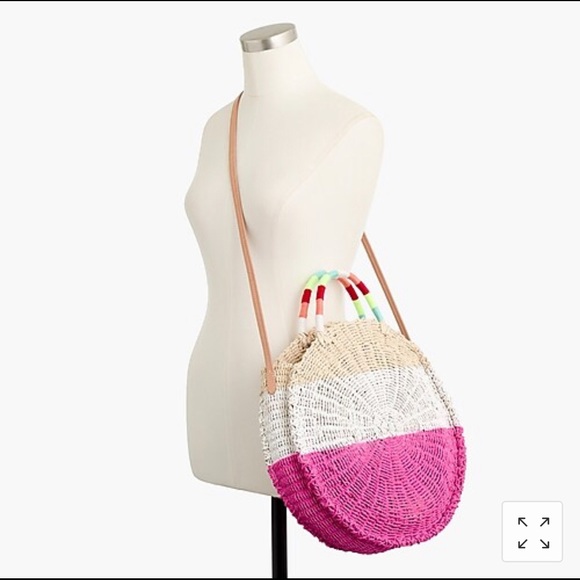 J. Crew Handbags - J.Crew Circle Straw Tote in Colorblock NWT